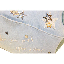 画像をギャラリービューアに読み込む, ハンドバッグ 牛革×デニム 星モチーフ