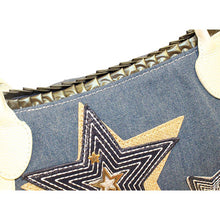 画像をギャラリービューアに読み込む, ハンドバッグ 牛革×デニム 星モチーフ